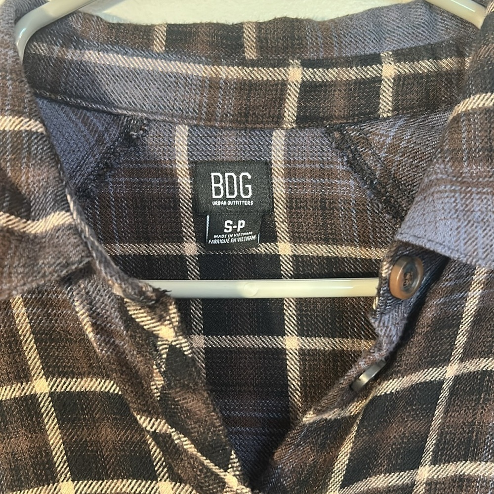 Uo Brendan Brown Drapey Flannel Button-Through Sh… - image 5